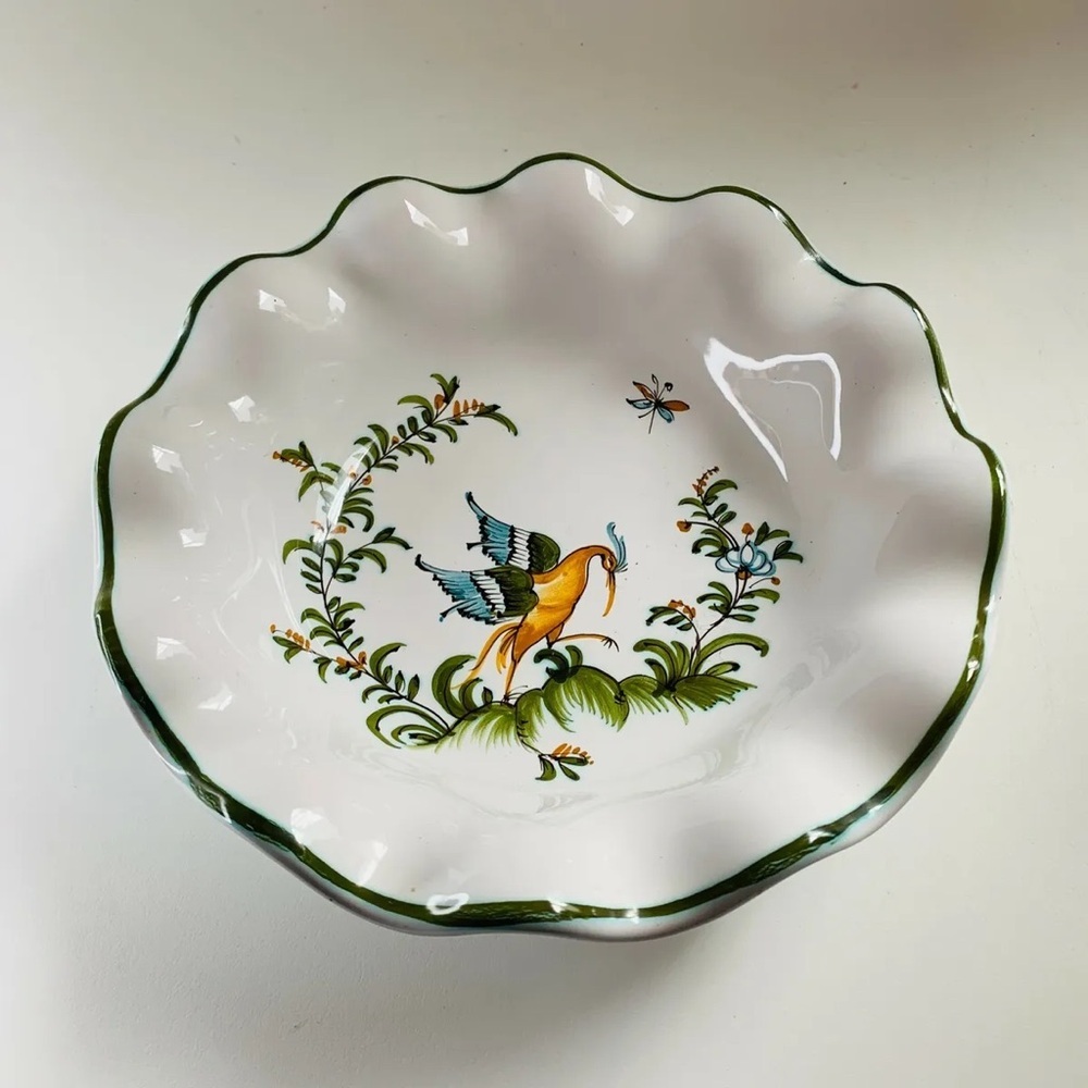 🔥🔥Lallier a Moustiers Faience Pottery Small Bowl w/ Ruffled Edge